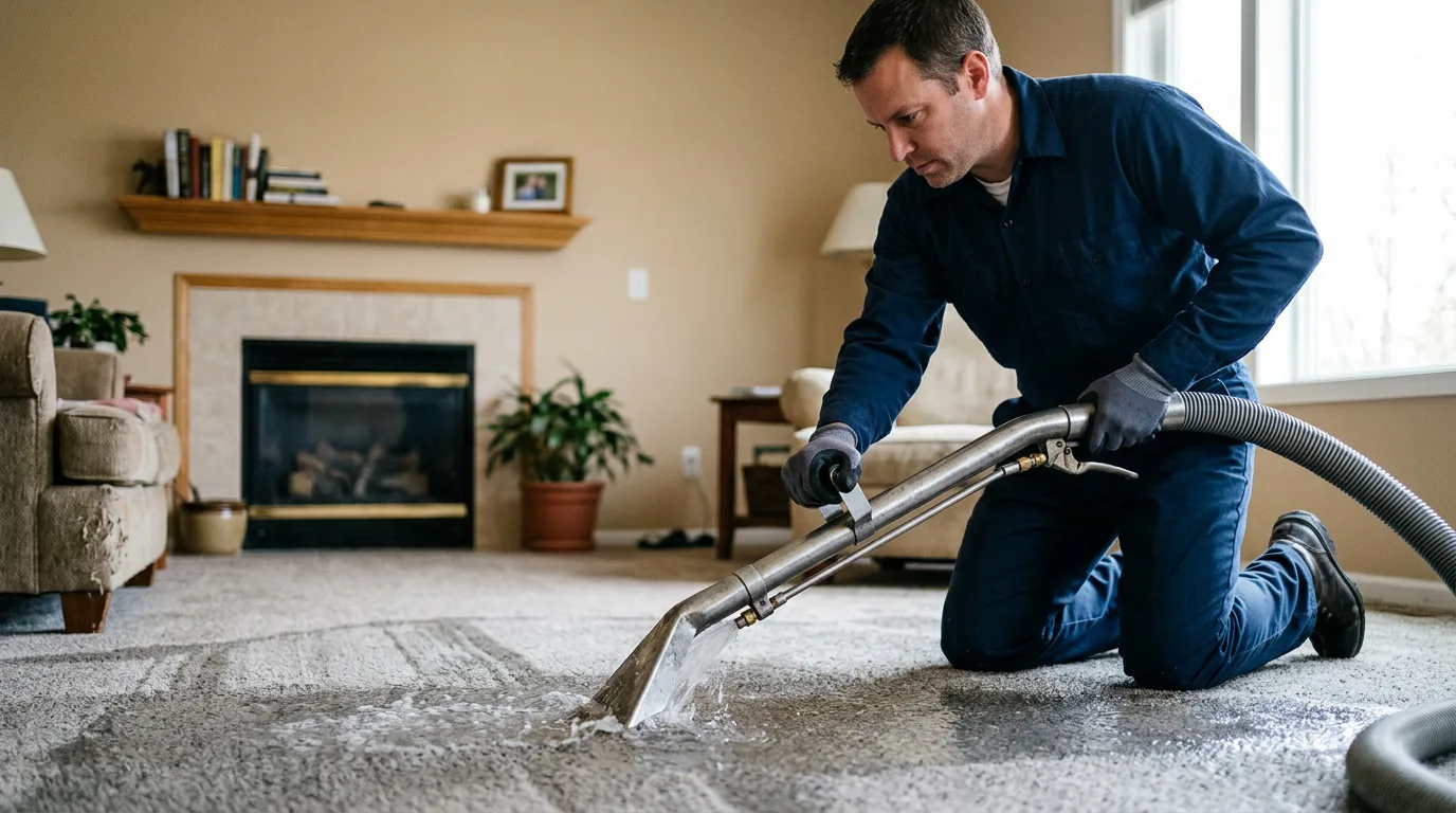Water damage restoration technician working near Mentone, AL